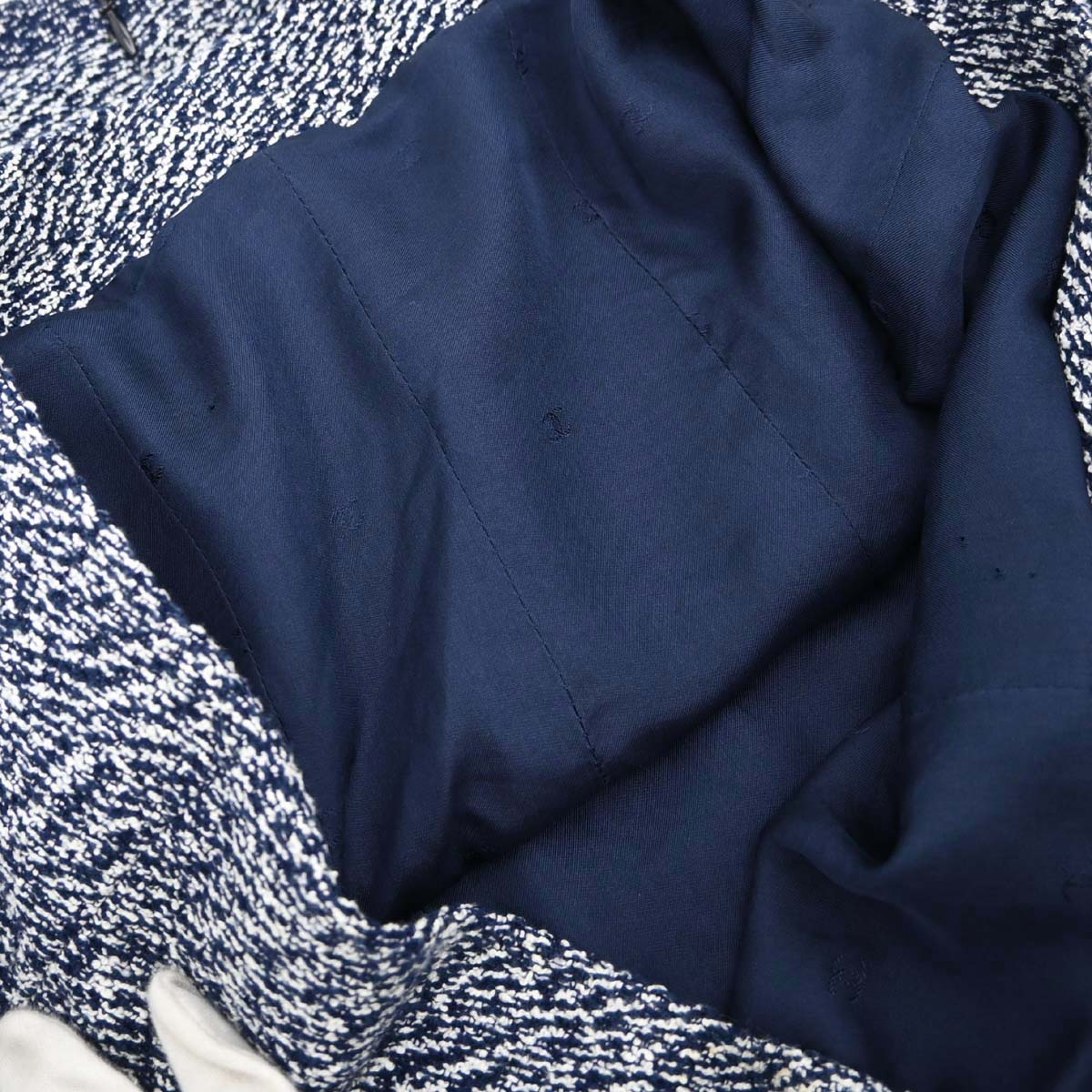 Chanel 1997 Setup Suit Jacket Skirt Tweed Navy #42