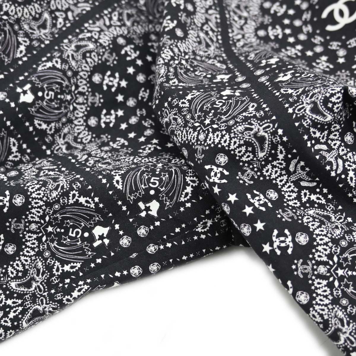 Chanel 2014 All-over Print Blouse Shirt Navy #46