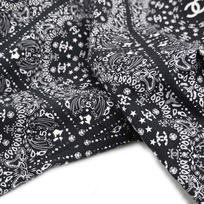 Chanel 2014 All-over Print Blouse Shirt Navy #46