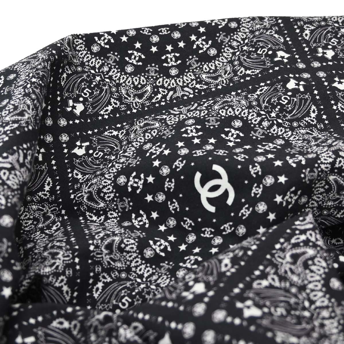 Chanel 2014 All-over Print Blouse Shirt Navy #46
