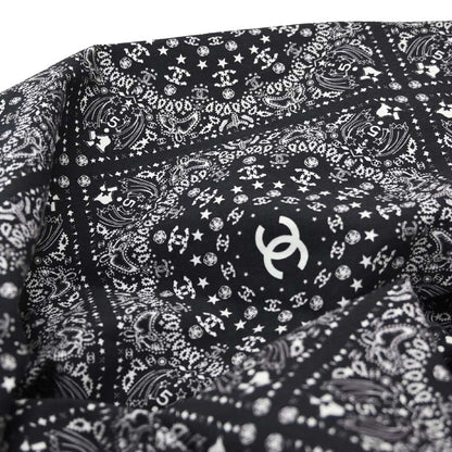 Chanel 2014 All-over Print Blouse Shirt Navy #46