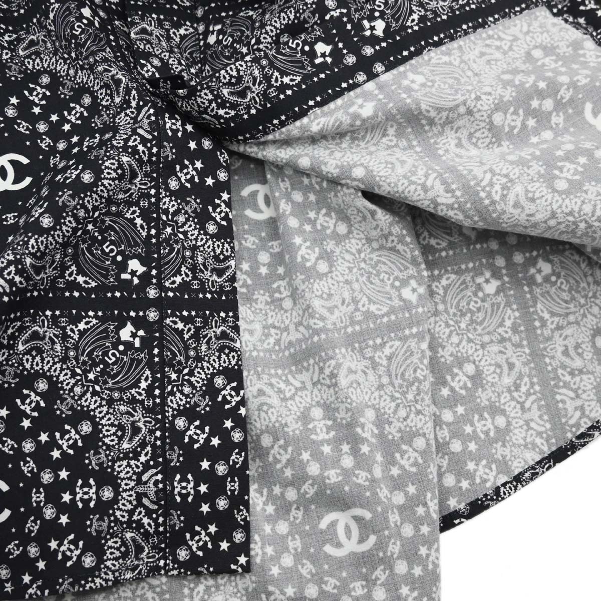Chanel 2014 All-over Print Blouse Shirt Navy #46