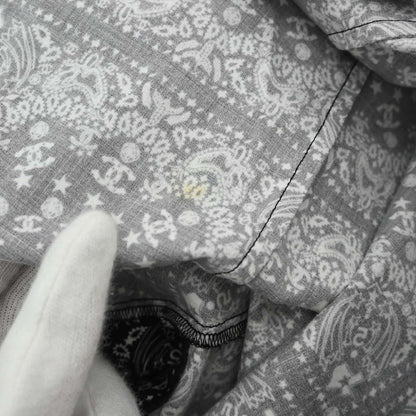 Chanel 2014 All-over Print Blouse Shirt Navy #46