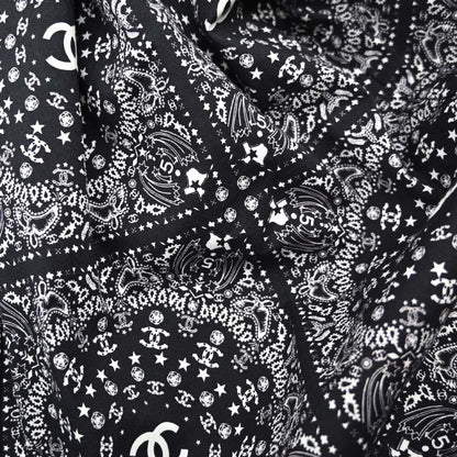 Chanel 2014 All-over Print Blouse Shirt Navy #46