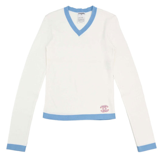 Chanel 2002 Long Sleeve T-shirt Top White #38