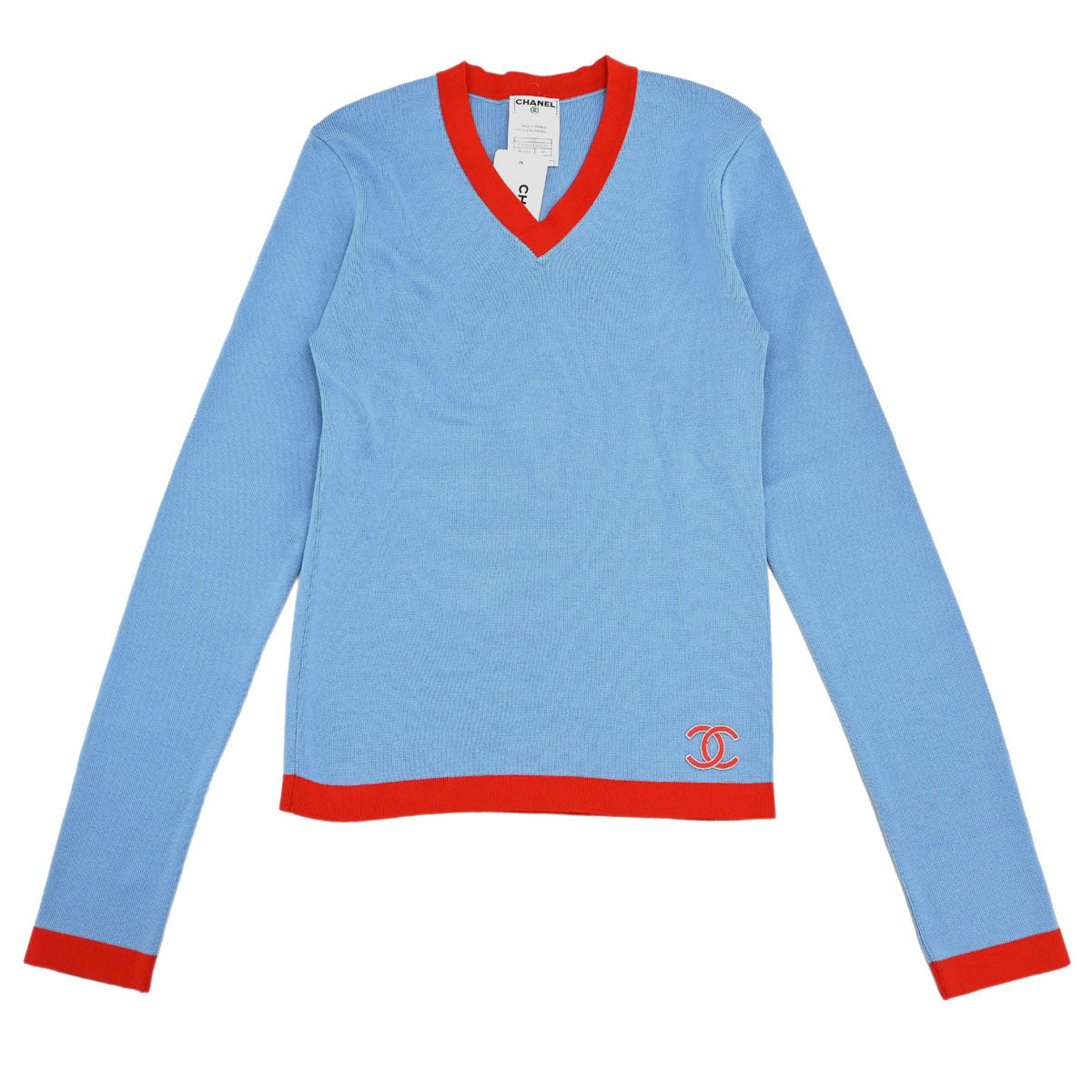Chanel 2002 Long Sleeve T-shirt Top Light Blue #40