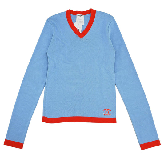 Chanel 2002 Long Sleeve T-shirt Top Light Blue #40