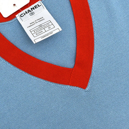 Chanel 2002 Long Sleeve T-shirt Top Light Blue #40