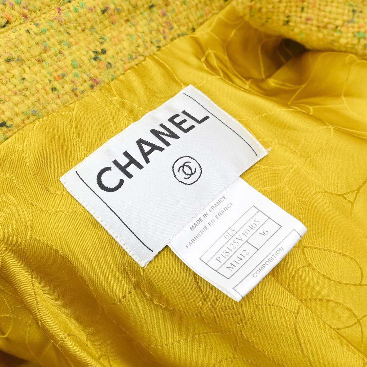 Chanel 2001 Coat Tweed Yellow #36