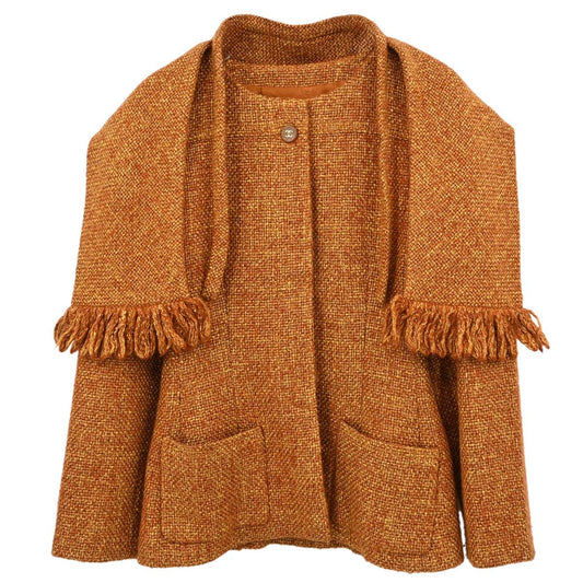 Chanel 2001 Collarless Tweed Jacket Brown #38