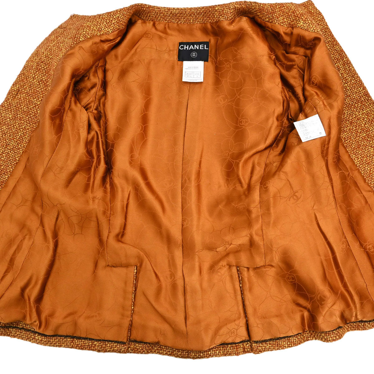 Chanel 2001 Collarless Tweed Jacket Brown #38