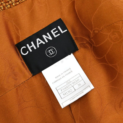 Chanel 2001 Collarless Tweed Jacket Brown #38