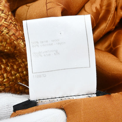 Chanel 2001 Collarless Tweed Jacket Brown #38