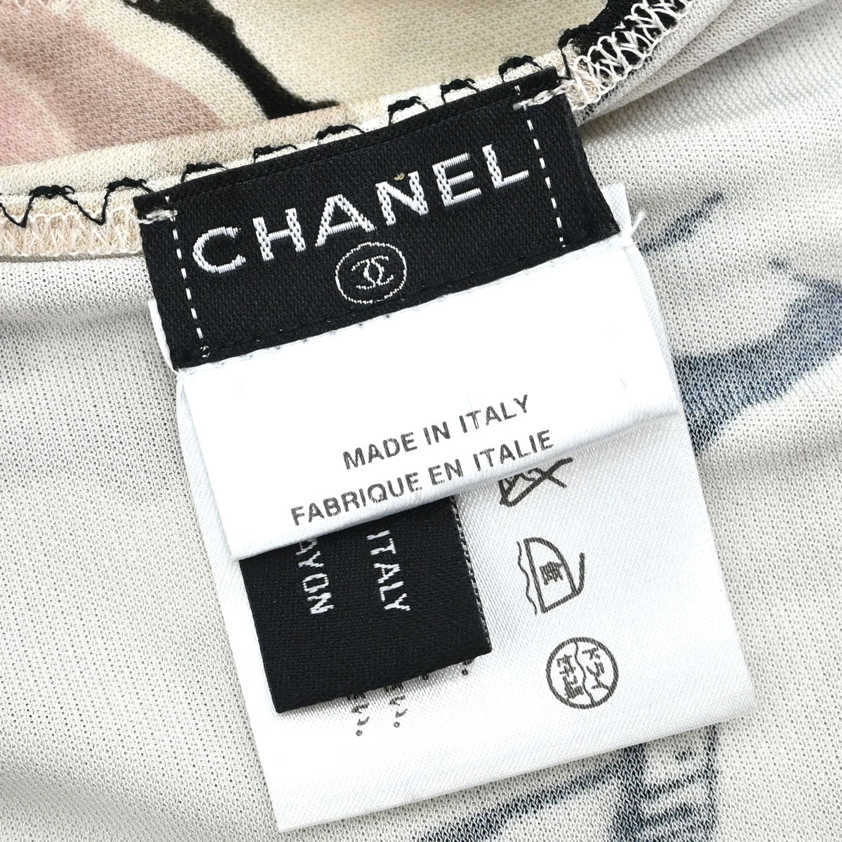 Chanel 2004 Camellia All-over Print Tank Top Beige Black #34