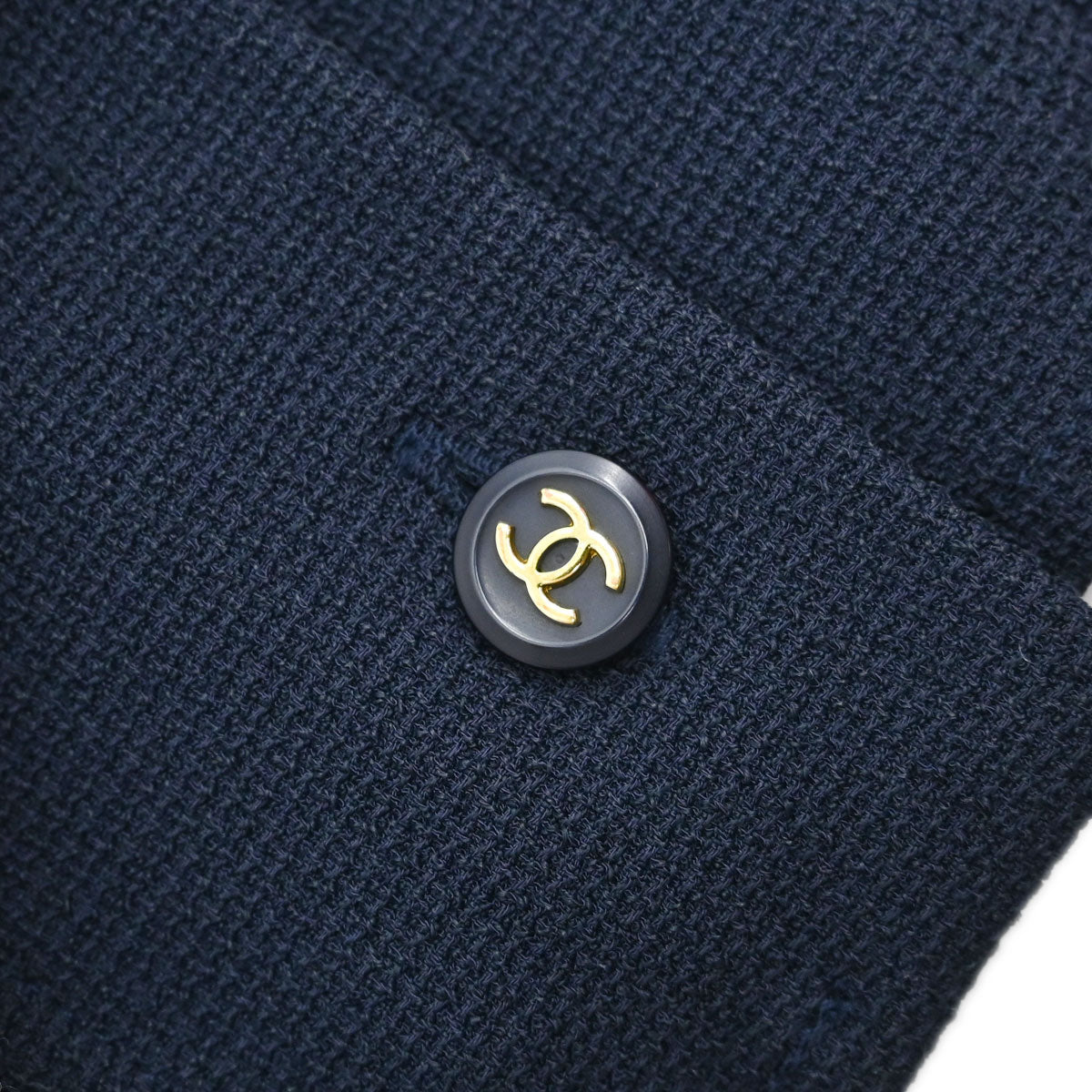 Chanel Button Up Short Sleeve Top Navy