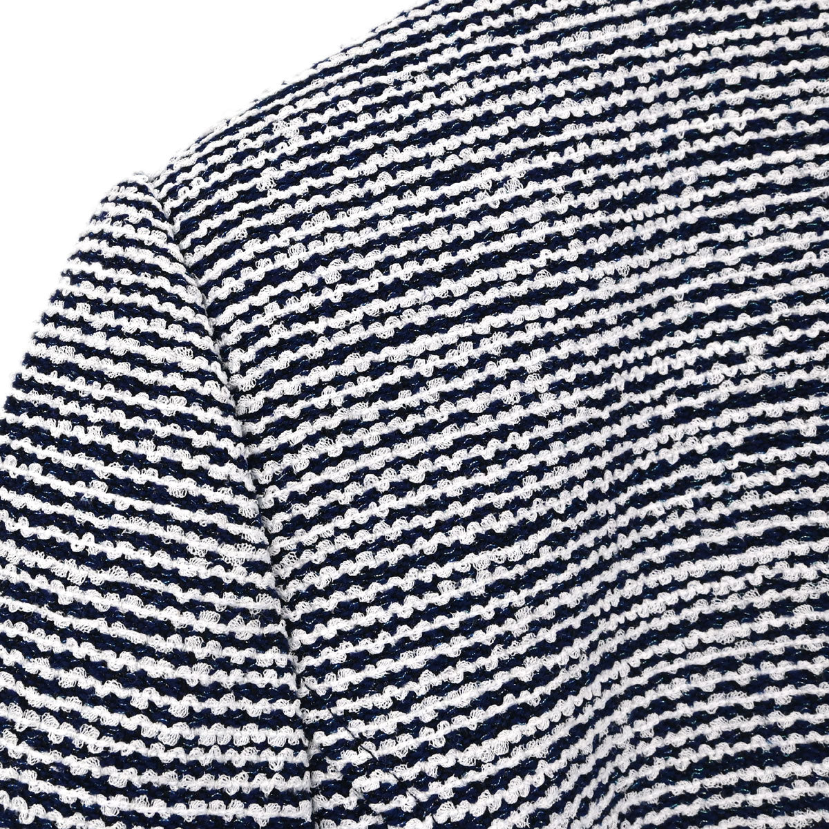 Chanel 2019 Zip Up Short Sleeve Tweed Border Jacket Navy #36