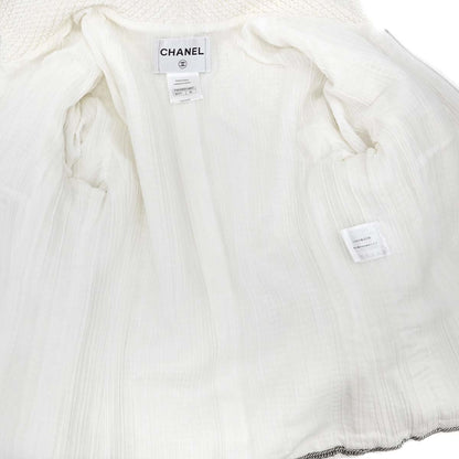 Chanel 2011 Setup Suit Jacket Skirt White Tweed #42