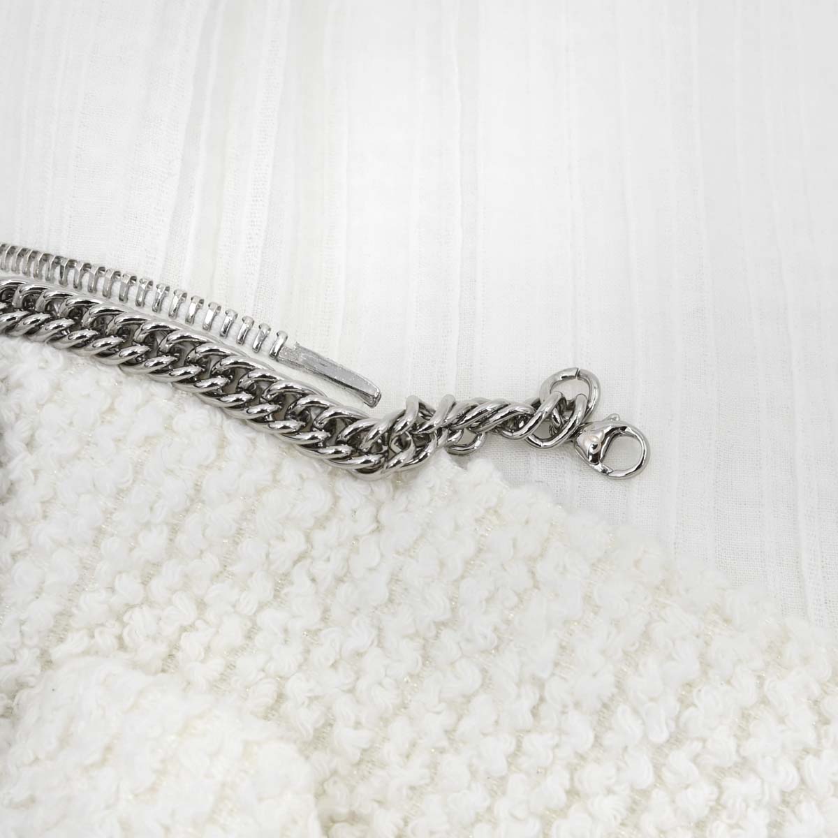 Chanel 2011 Setup Suit Jacket Skirt White Tweed #42