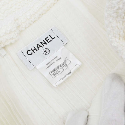 Chanel 2011 Setup Suit Jacket Skirt White Tweed #42