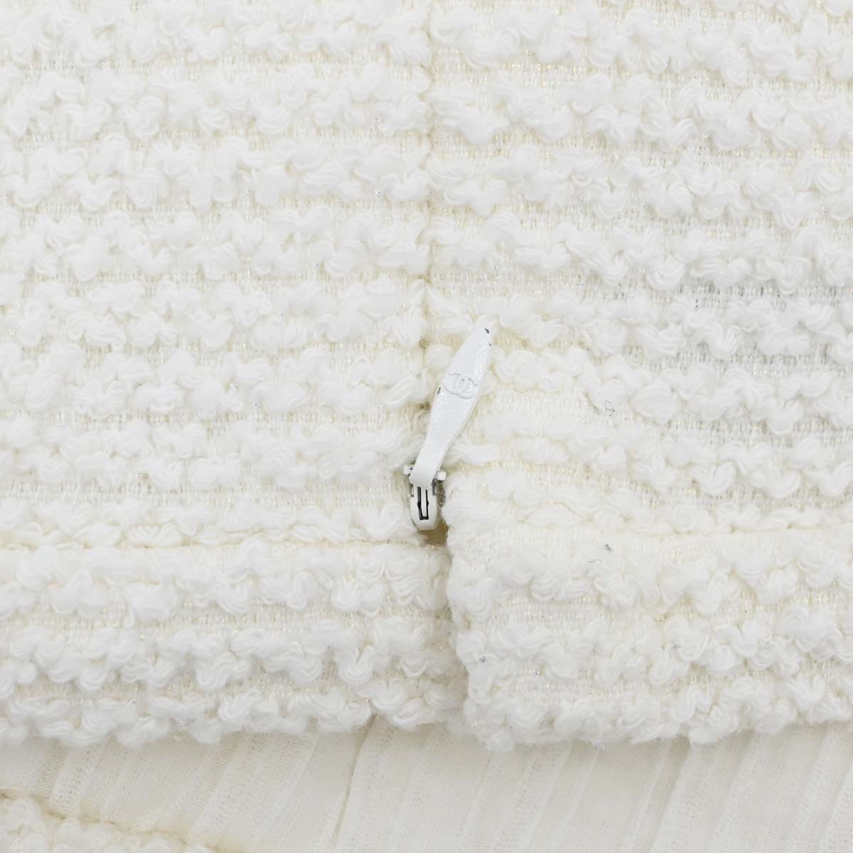 Chanel 2011 Setup Suit Jacket Skirt White Tweed #42