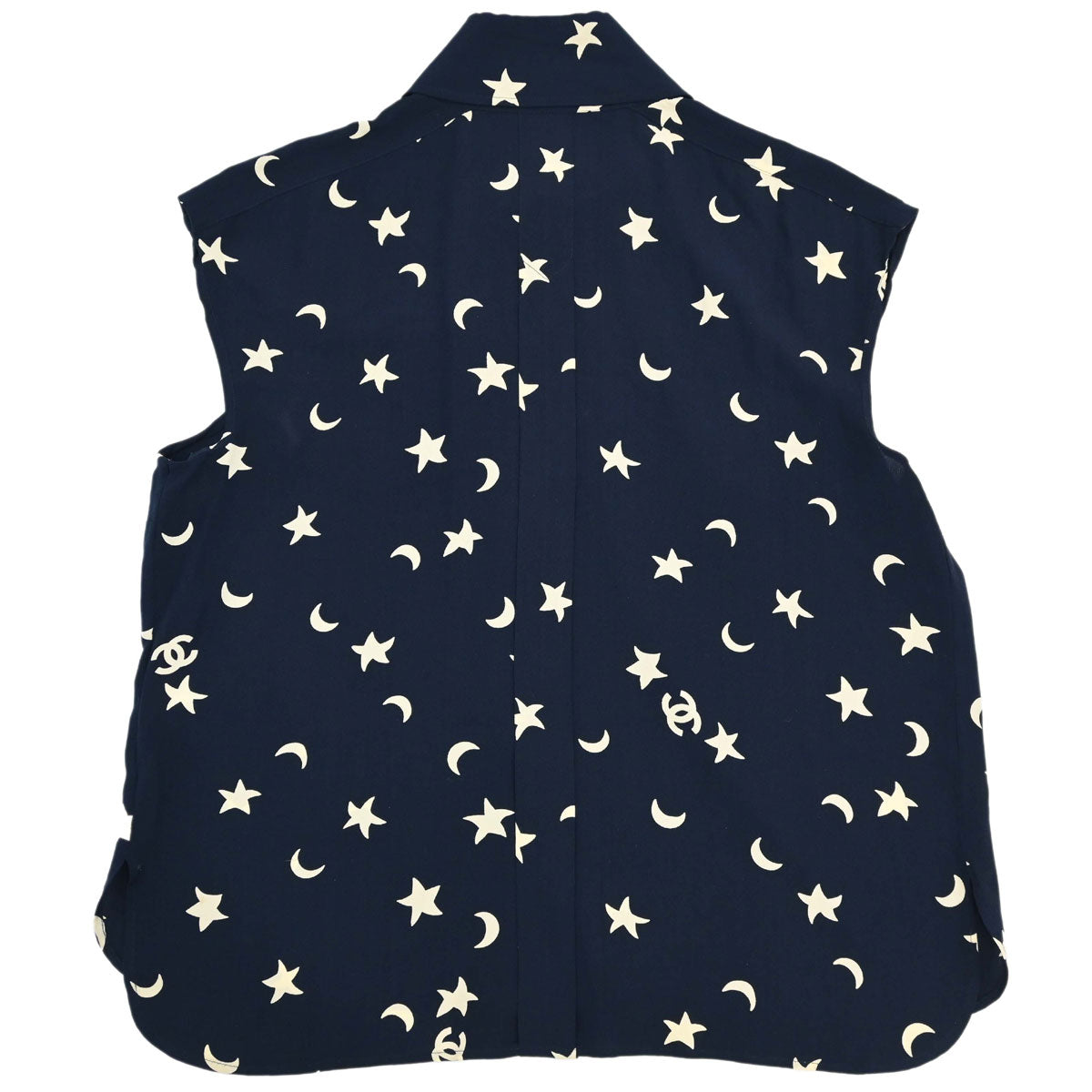 Chanel 2008 Sleeveless Top All-over Print Star Moon CC Navy #42
