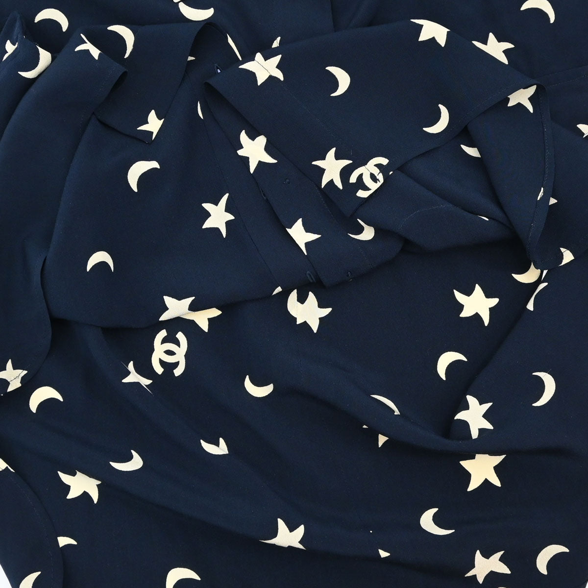 Chanel 2008 Sleeveless Top All-over Print Star Moon CC Navy #42