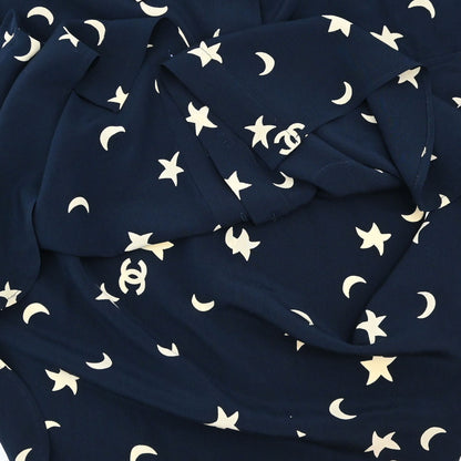 Chanel 2008 Sleeveless Top All-over Print Star Moon CC Navy #42