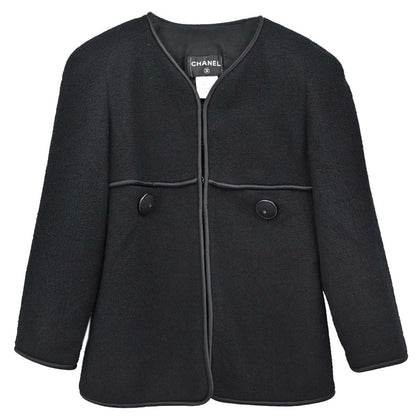 Chanel 2015-2016 Collarless Tweed Jacket Black #44