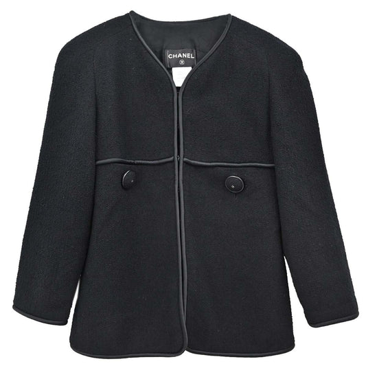 Chanel 2015-2016 Collarless Tweed Jacket Black #44