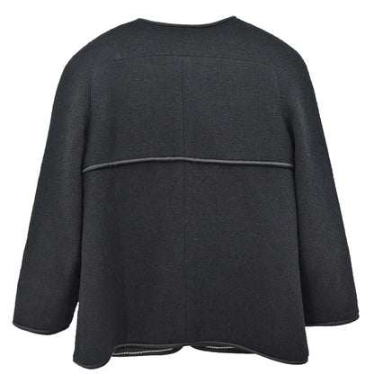 Chanel 2015-2016 Collarless Tweed Jacket Black #44