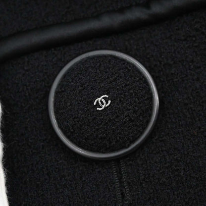 Chanel 2015-2016 Collarless Tweed Jacket Black #44