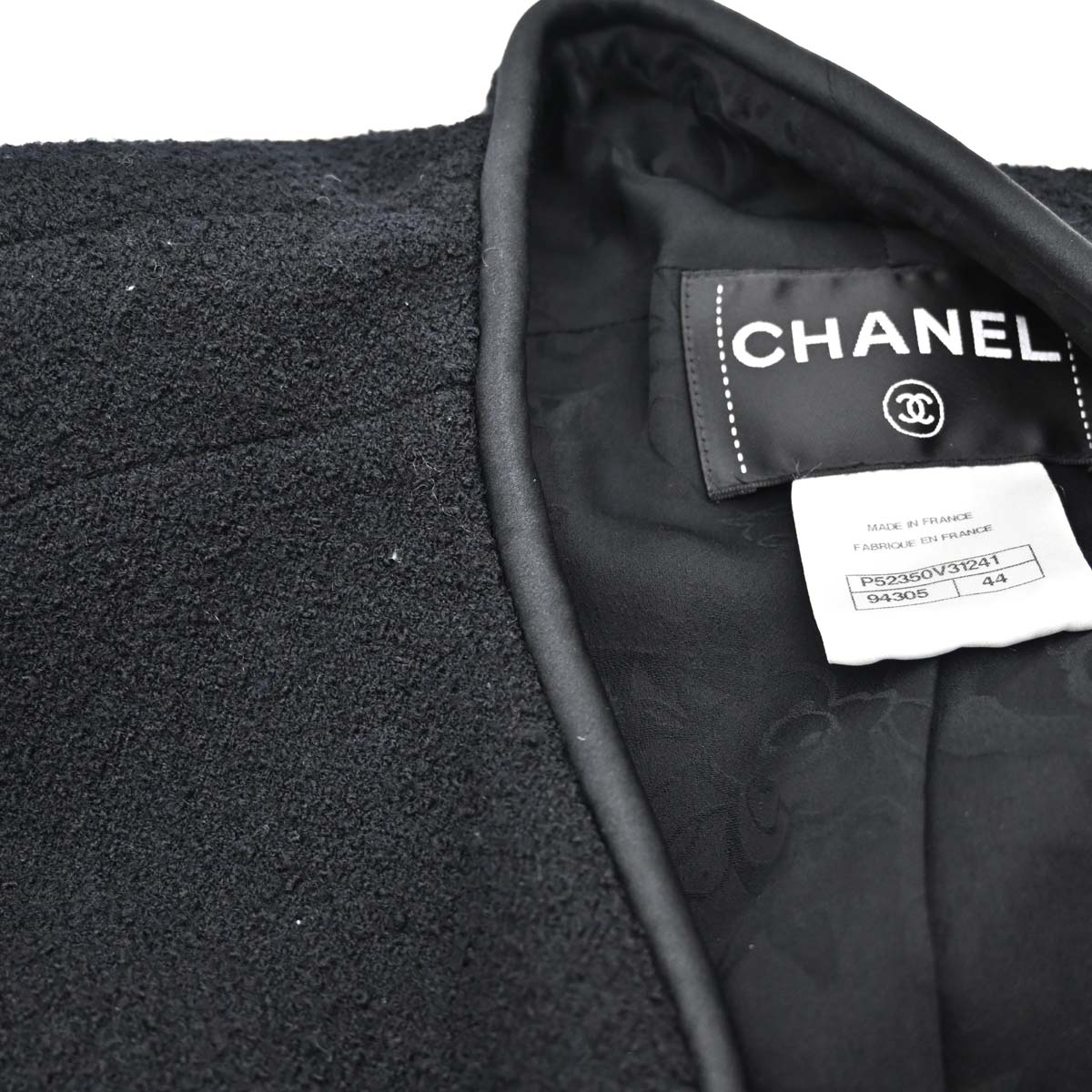 Chanel 2015-2016 Collarless Tweed Jacket Black #44