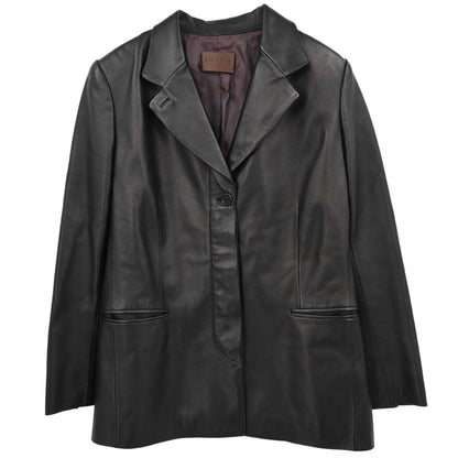 Loewe Single Breasted Leather Jacket Dark Brown #42
