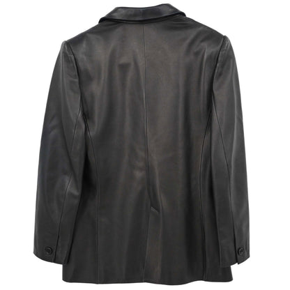 Loewe Single Breasted Leather Jacket Dark Brown #42