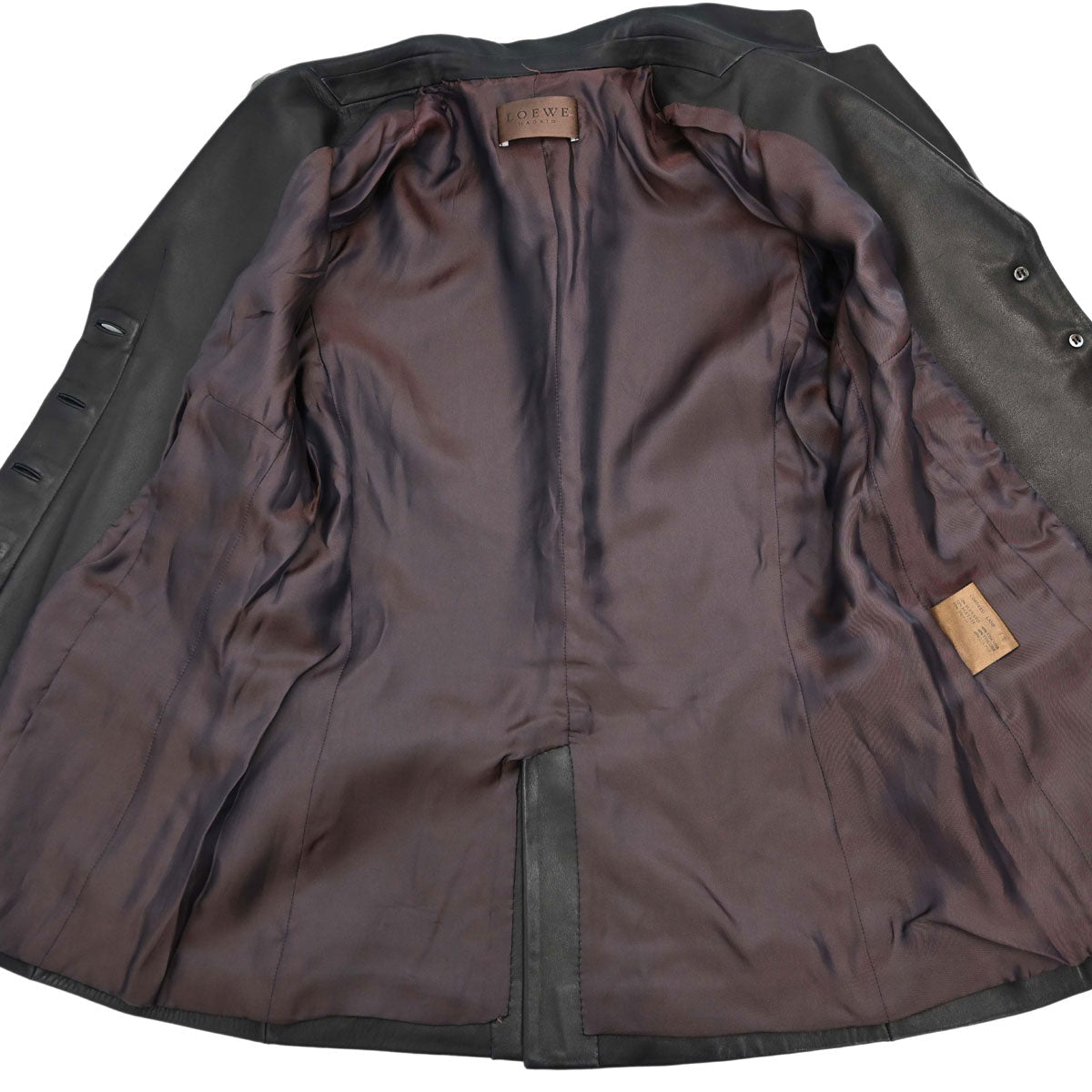 Loewe Single Breasted Leather Jacket Dark Brown #42