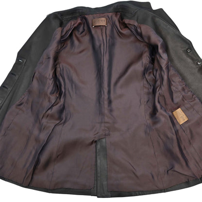 Loewe Single Breasted Leather Jacket Dark Brown #42