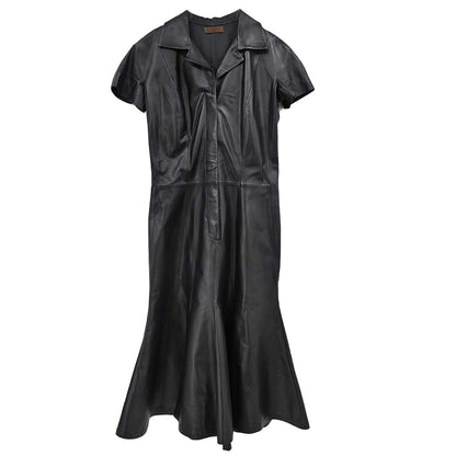 Loewe Short Sleeve Leather Dress Black #38