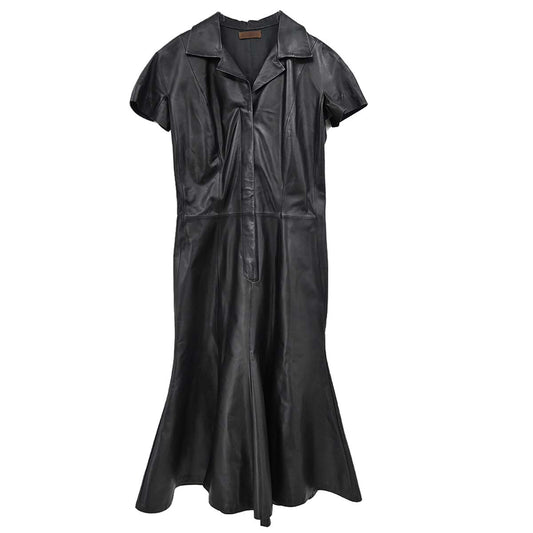 Loewe Short Sleeve Leather Dress Black #38