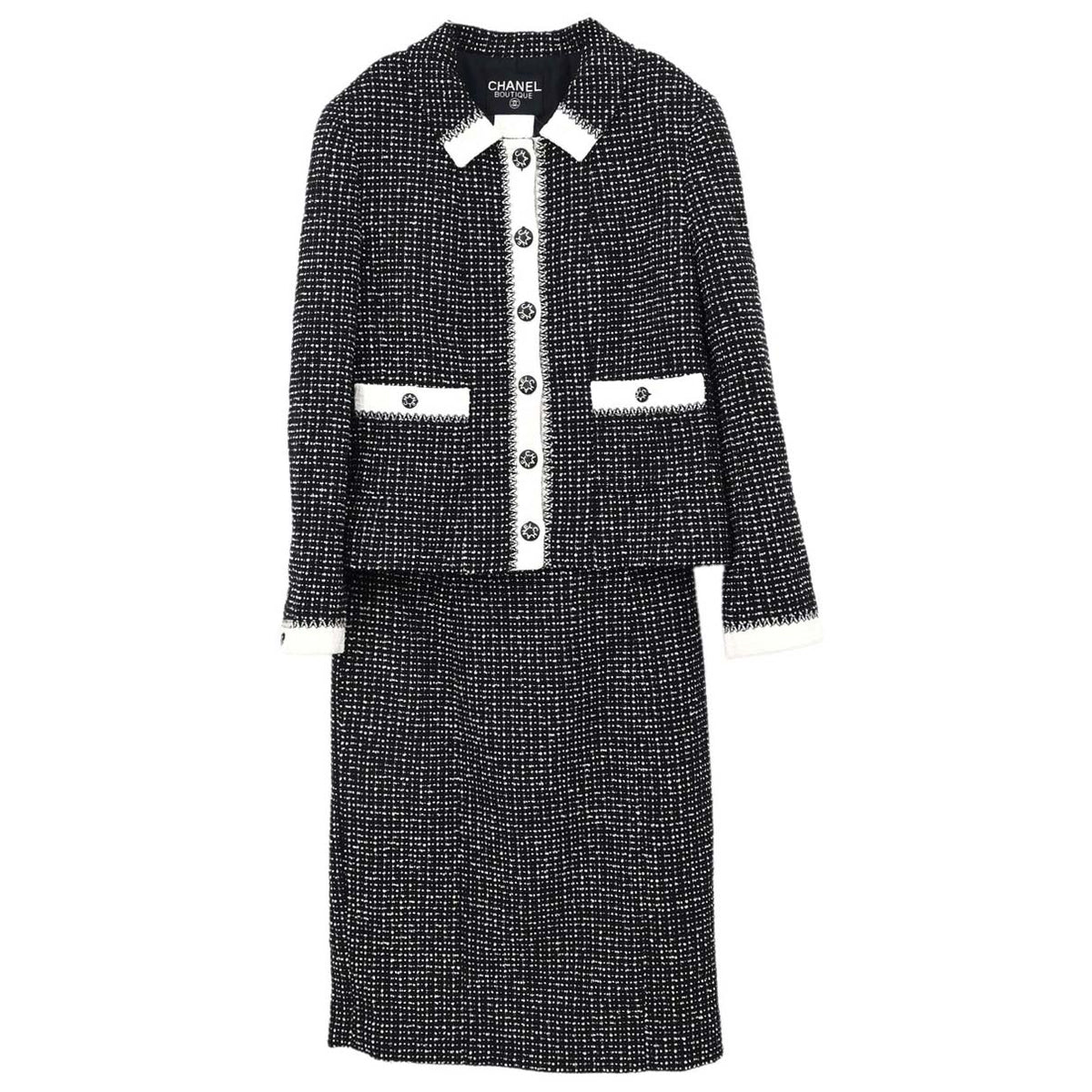 Chanel 1996 Setup Suit Jacket Skirt Black #42