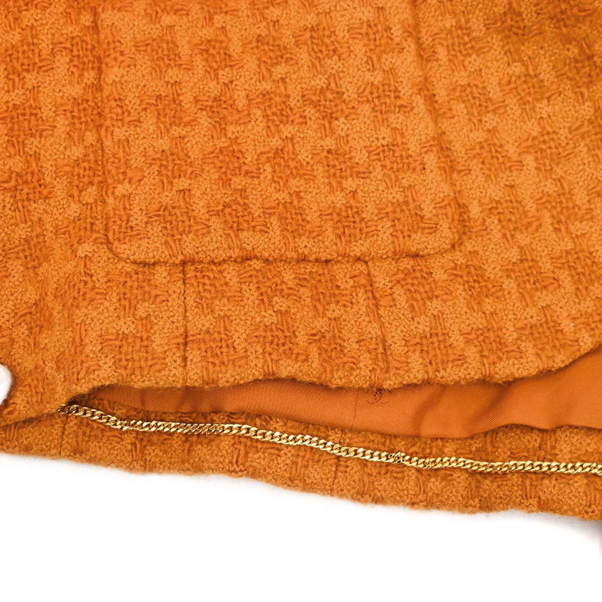 Chanel 1995 Setup Suit Jacket Skirt Tweed Houndstooth Brown #40