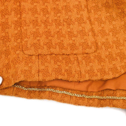 Chanel 1995 Setup Suit Jacket Skirt Tweed Houndstooth Brown #40