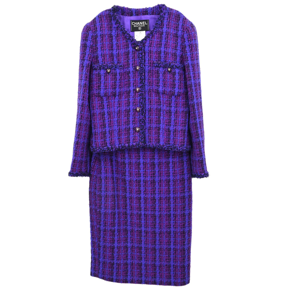 Chanel 1995 Setup Suit Jacket Skirt Purple #38