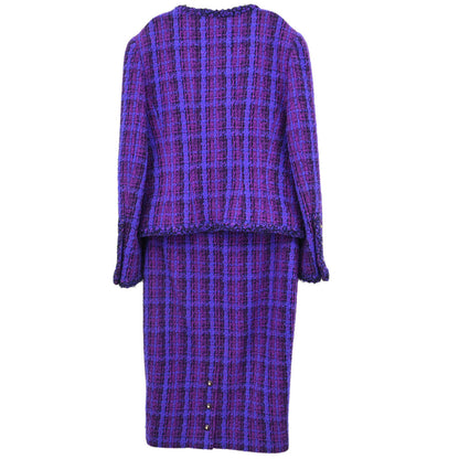 Chanel 1995 Setup Suit Jacket Skirt Purple #38