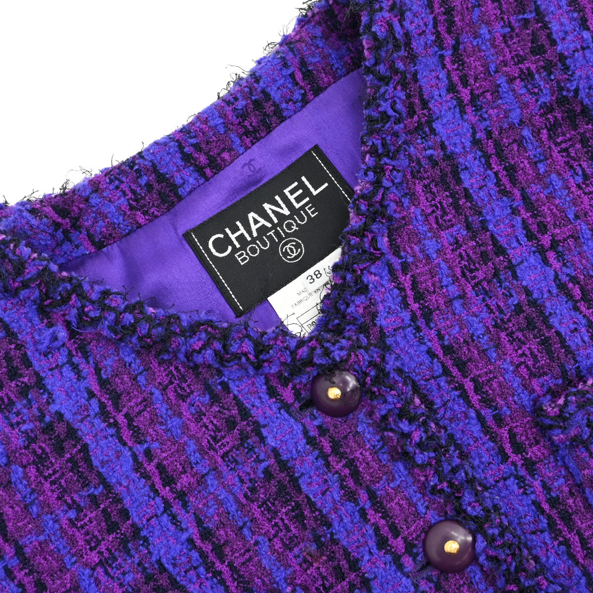 Chanel 1995 Setup Suit Jacket Skirt Purple #38