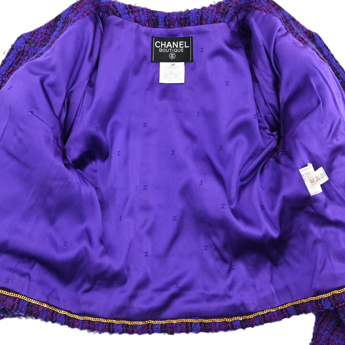 Chanel 1995 Setup Suit Jacket Skirt Purple #38