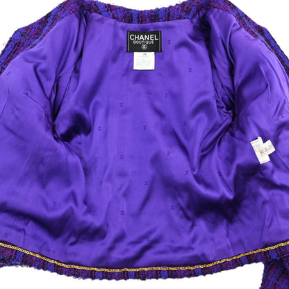 Chanel 1995 Setup Suit Jacket Skirt Purple #38