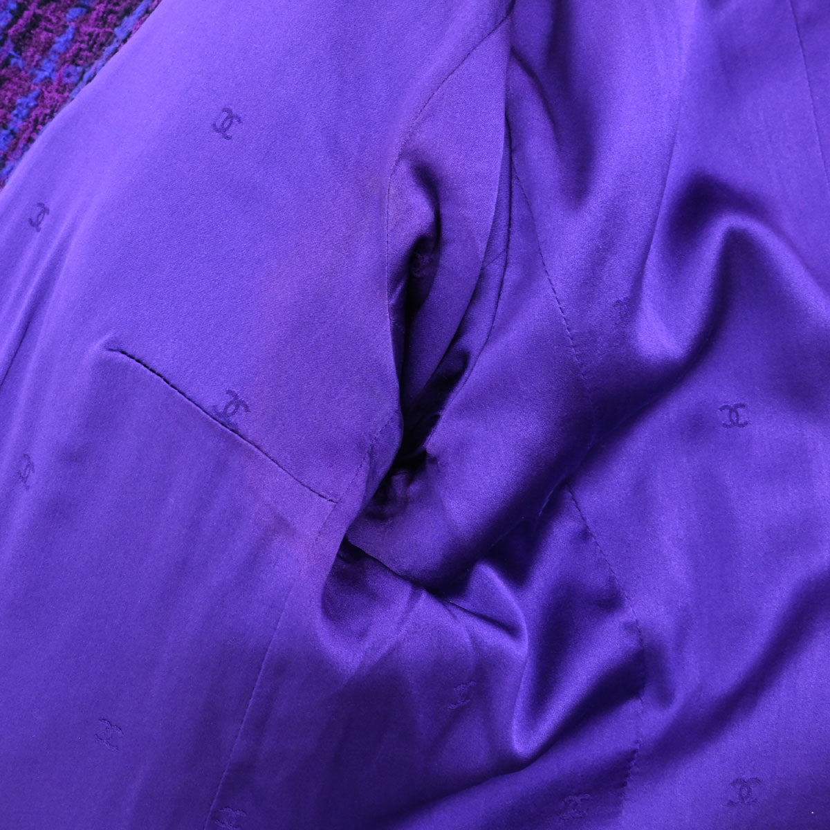 Chanel 1995 Setup Suit Jacket Skirt Purple #38