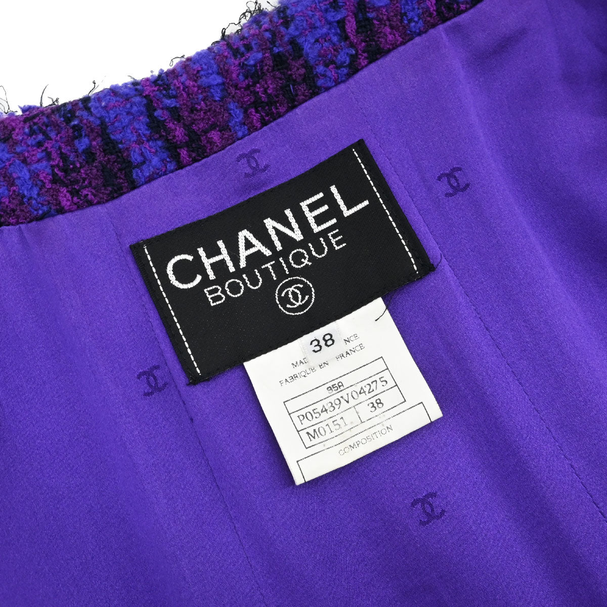 Chanel 1995 Setup Suit Jacket Skirt Purple #38