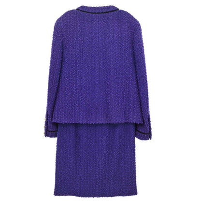 Chanel 1993 Setup Suit Jacket Skirt Tweed Purple