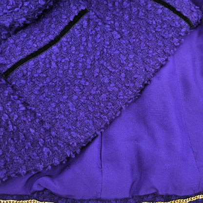 Chanel 1993 Setup Suit Jacket Skirt Tweed Purple